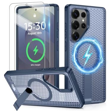 Imagem de Jshru Capa compatível com Samsung Galaxy S25-Ultra: [Ajuste Mag-Safe] com protetor de tela [proteção contra quedas de grau militar] Capa translúcida de toque suave e corpo inteiro para celular