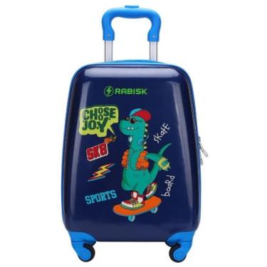 Imagem de Mini Mala Viagem Bordo Pequena 4 Rodas Dinossauro Rabisk, Azul