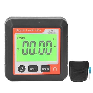 Imagem de Caixa de nível digital de alta precisão, transferidor magnético portátil, inclinômetro, medidor de ângulo para marcenaria, canteiro de obras, material ABS, design compacto (Laranja Branco)