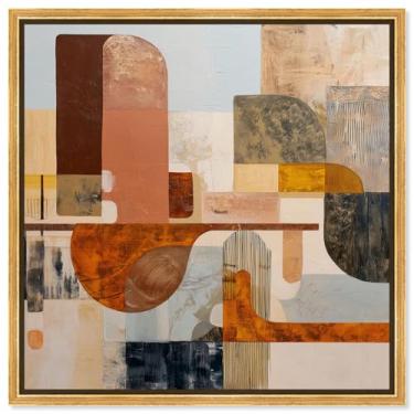 Imagem de Arte de parede moderna com impressão em tela Contemporary Layers II por Art Remedy, moldura dourada, 61 x 61 cm