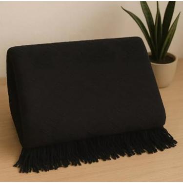 Imagem de Manta Para Sofá Gigante Luxo KING Manta Decorativa Premium 100% Algodão – Capa Protetora e Decorativa para Sofá Cama ou Sala (Tambaba PRETO)