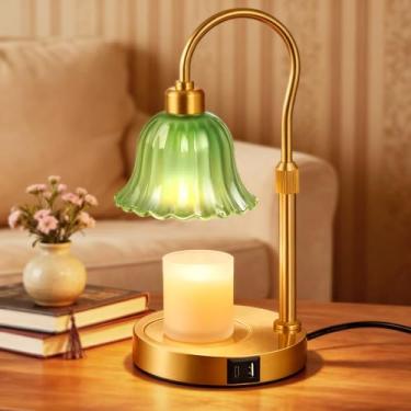 Imagem de DomeStar Lâmpada de aquecedor de vela de flor, lâmpada vintage de derretimento de cera de altura ajustável com temporizador e regulador de intensidade para mulheres mãe irmã aquecimento de casa nova