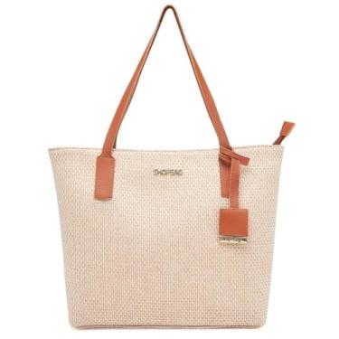 Imagem de Bolsa Feminina Sacola Grande Shopbag Palha (CARAMELO)