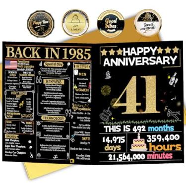 Imagem de Joycard Cartão de aniversário de 41 anos para mulheres e homens, cartão de casamento para esposa marido, presentes de decorações de casamento doces para casal, perfeito para ela no dia de aniversário