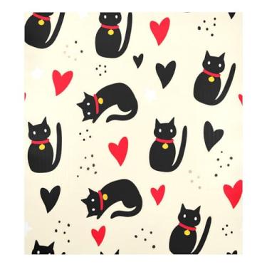 Imagem de Blueangle Capa magnética para lava-louças de gato preto para dia dos namorados, decoração de capa de lava-louças frontal, adesivos de eletrodomésticos, adesivos de eletrodomésticos, 58 cm C x 66 cm