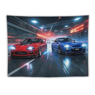 Imagem de HouLaiZhe JDM Tapeçaria de carro japonesa Jdm Sup R32 esportes radicais pendurar na parede quarto decoração de casa tapeçarias estética piquenique decoração de parede arte de parede para dormitório
