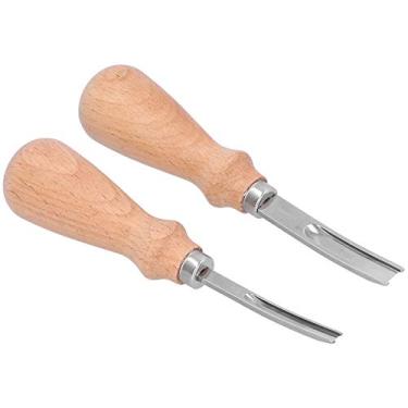 Imagem de Aramox Chanfrador de Borda de Couro, Faca de Corte de Couro de Aço Com Cabo de Madeira para Desbaste e Desbaste, Ferramentas Diy de de Espessura Média