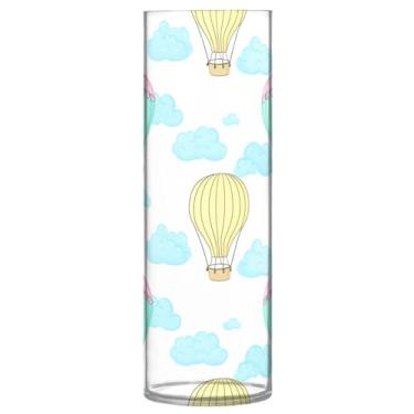 Imagem de CEBUGI Vaso de flores com balão de ar quente 10 x 30 cm, vaso cilíndrico para flores, vaso transparente inquebrável para festa de casamento, decoração de casa