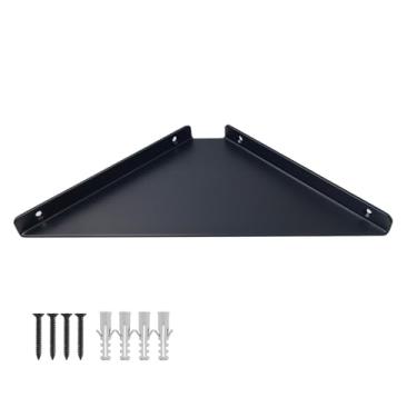 Imagem de YUjieSTC Prateleira de canto de liga de alumínio de 3,0 mm montada na parede, para banheiros, escritórios, quartos, cozinhas, dormitórios e salas de estar (preta, prateleira de canto de 20 cm)