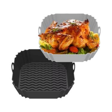 Imagem de Forma De Silicone Reutilizável Para Air Fryer, Bandeja Quadrada Para C