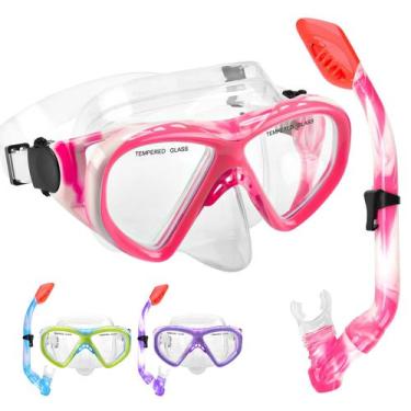 Imagem de Set de Snorkel ACQCES para Niños con Boca Seco y Máscara Rosa, 5-15 Añ