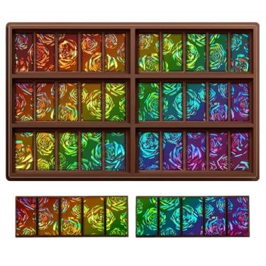 Imagem de Ziliny 1 pç moldes holográficos de chocolate resina silicone barra de chocolate moldes grossos profundos para a família de Natal, faça você mesmo, cera de cozimento derrete suprimentos de festa (rosa