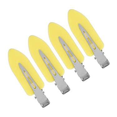 Imagem de Cryfokt Acessórios de Presilha de Cabelo, Clipes de Cabelo Sem Dobra para Mulheres, Clipes de Estilo de Elegantes e Sem Vincos para Roupas Diárias e Festas, 4 Peças de de de Pressão para Meninas (quatro folhas amarelas)
