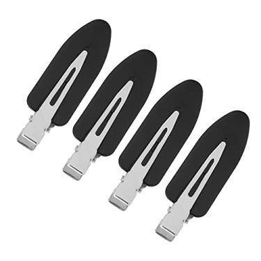 Imagem de Cryfokt Acessórios de Presilha de Cabelo, Clipes de Cabelo Sem Dobra para Mulheres, Clipes de Estilo de Elegantes e Sem Vincos para Roupas Diárias e Festas, 4 Peças de de de Pressão para Meninas (quatro folhas pretas)