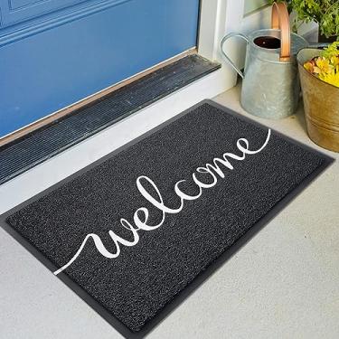 Imagem de KILOCOCO Capacho preto de boas-vindas ao ar livre, capacho divertido durável para entrada, tapete interno fácil de limpar para garagem, quintal, pátio, áreas de alto tráfego 45,7 cm x 76,2 cm