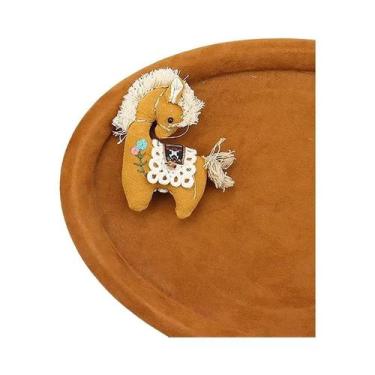 Imagem de Agradável xadrez rosa tecido pônei desenho animado broche bordado rech