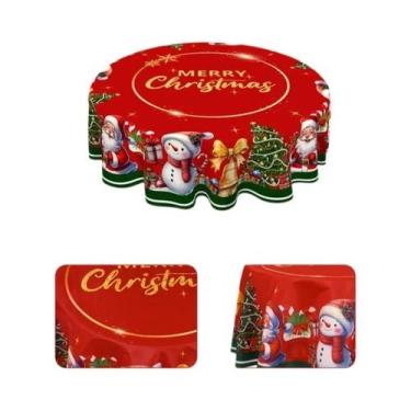 Imagem de Toalha De Mesa De Natal Com Papai Noel E Boneco De Neve Decorações Par