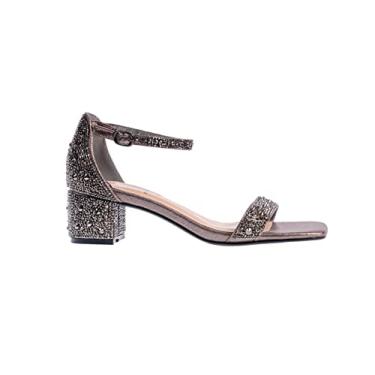 Imagem de Ninety Union Lady Couture Dazzle Sandália de strass de salto médio de 5 cm, estanho, 37