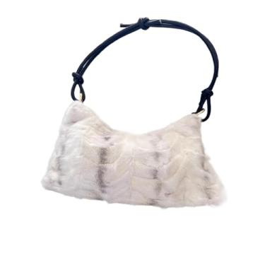 Imagem de AXPTI Bolsa de ombro de pele de vison real, bolsas e bolsas femininas de luxo bolsas transversais de pele de alta qualidade para mulheres bolsa de mão, Ff, One Size