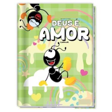 Imagem de Caderno Brochura 1/4 (A5) Tamanho Pequeno Cristão Formigas- 80 Folhas - Cristão Infantil Tamanho 14x20,2cm (Verde - Amor)