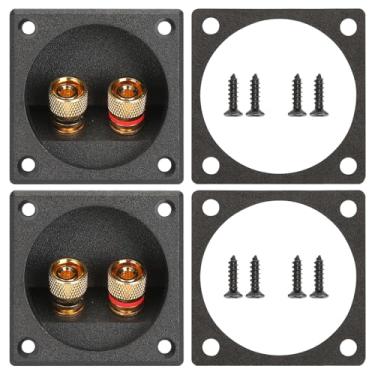 Imagem de XGGYA Terminal de caixa de alto-falante tipo parafuso quadrado de 5,5 cm, copo de terminal de alto-falante bidirecional com pinos de encadernação banhados a ouro, fio desencapado e conexão banana
