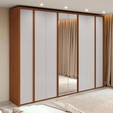 Imagem de Guarda-roupa Casal 100% Mdf 8 Portas Easy Glow com Espelhos Frassino/off White