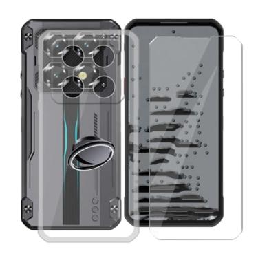 Imagem de KJYFOANI Capa Oukitel WP60 5G (18.3 cm), [1 x película protetora de vidro temperado], capa de TPU à prova de choque, com [suporte de anel de rotação] Capa para celular - Transparente