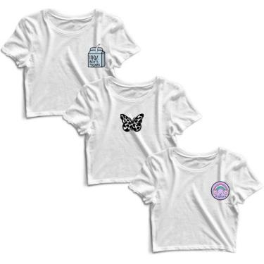 Imagem de Kit 3 Blusas Cropped Tshirt Camiseta Feminina Blusinha - Goup Supply, 