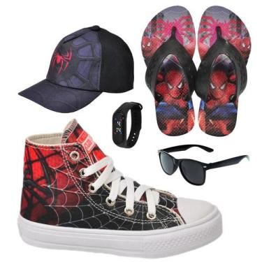 Imagem de Tênis Botinha Infantil Masculina Meninos Cano Alto Personagem Aranha G