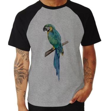 Imagem de Camiseta Raglan Arara Azul - Foca na Moda, Cinza, Preto, GG