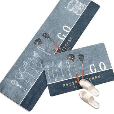 Imagem de Tapete Jogo Passadeira Cozinha Antiderrapante 2 Peças Lavável, Decorativo para Cozinha e Corredor, Ideal para Casais e Famílias(ESTAMPA 2)