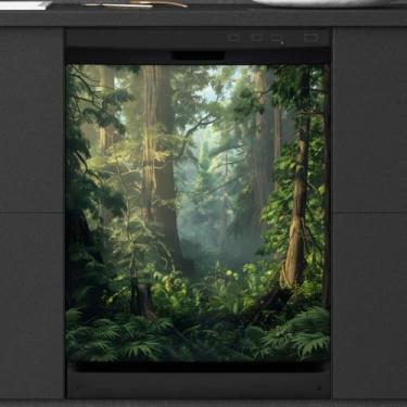 Imagem de Capa magnética para lava-louças, natureza, floresta, árvore, adesivo, capa decorativa para geladeira, reutilizável, eletrodoméstico, cozinha, decoração de férias, 58 x 66 cm, AB-2170