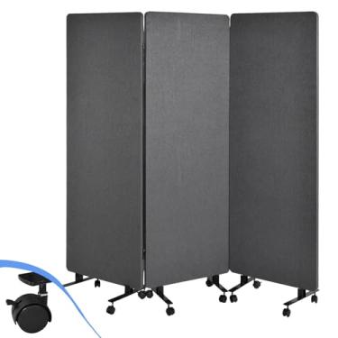 Imagem de Divisória de sala portátil à prova de som - Parede divisória acústica de 3 painéis de 193 cm para casa, escritório, hospital e biblioteca - Solução de separação temporária de espaço e privacidade