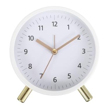 Imagem de PATIKIL Despertador analógico, despertador com luz de fundo, fofo, silencioso, movimento de quartzo sem tique-taque, operado por bateria para quarto, escritório, sala de estar, mesa, prateleira