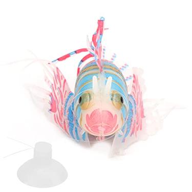 Imagem de CUOFYUNL Peixe brilhante artificial de silicone realista com ventosa para decoração de tanque de aquário (Pó Azul)