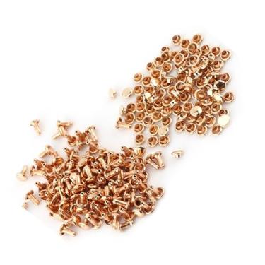 Imagem de Luqeeg 100 Peças de Rebite de Tampa Dupla para Reparo de Artesanato de Couro Com Pontas de Rebites de Metal, Duráveis ​​e Convenientes para Bolsas, Chapéus, Sapatos, Casacos, Tampas de 100 Peças Incluídas (Ouro)