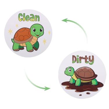 Imagem de Ímã de máquina de lavar louça, placa suja limpa, animal engraçado, reversível, dupla face, flip, limpa, suja, máquina de lavar louça, ímã indicador para acessórios de cozinha (tartaruga)