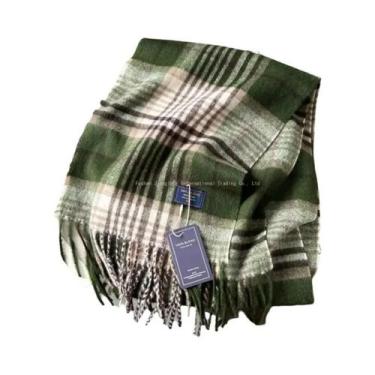 Imagem de Cachecol Estampado Xadrez Para Casais Outono Inverno Textura De Lã Imi