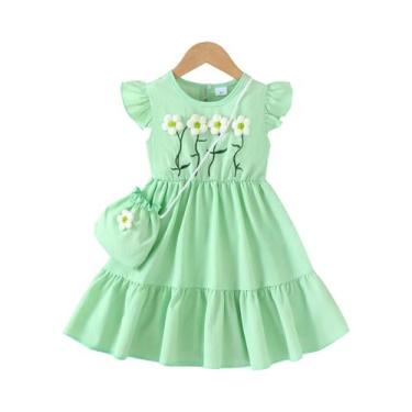 Imagem de Conjunto De Verão Para Meninas Em Duas Peças, Vestido De Malha Com Sai