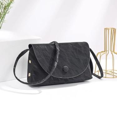 Imagem de Bolsa tiracolo feminina de couro PU pequena bolsa quadrada com design plissado, bolsa de ombro moderna para itens essenciais diários, Preto, Bolsas transversais