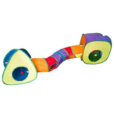 Imagem de Combo de Túnel e Cubos para Gatos Interior com Colapsível Interativa Buraco Espiar Brincadeiro