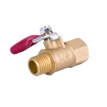 Imagem de Válvula esférica de corte fêmea NPT de 1/10.2 cm de latão macho torneira água gás combustível ar para compressor de ar casa jardim com alça vermelha (fêmea Equal_NPT)