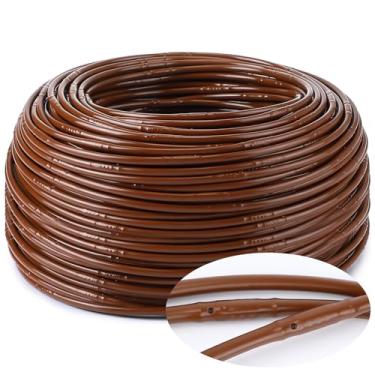 Imagem de Nuanchu Tubo de irrigação por gotejamento de 152 m 1/10.2 cm Mangueira de irrigação de jardim Linha de tubo de irrigação com espaçamento de emissor de 9,8 polegadas Tubo de distribuição em branco