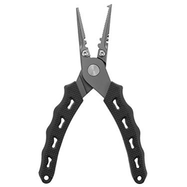 Imagem de LUYILA Alicate de pesca, removedor de anzol, alicate multifuncional de anel dividido com bainha e cordão para pesca de longo prazo. (Cor: Preto)