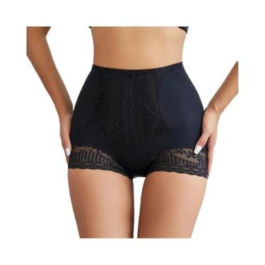 Imagem de Shorts De Controle De Barriga De Cintura Alta Com Renda Para Mulheres,