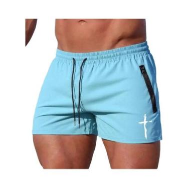 Imagem de Calções De Natação Masculinos De Verão Com Estampa Cruzada, Shorts De 