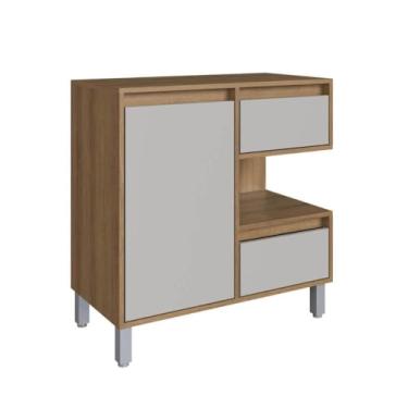 Imagem de Gabinete para Banheiro 80cm 1 Porta 2 Gavetas e Nicho Mel/arenas Paula Bl2001 - Faema Móveis