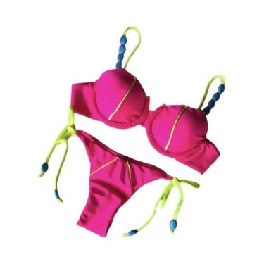 Imagem de Biquini Azul Push Up - Conjunto Sexy Bandagem Micro Maiô para Praia, B