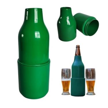 Imagem de Garrafa Porta Cerveja Térmica com Câmara Fria Verde 600ml Base Termo-Congelante Fri-Ice