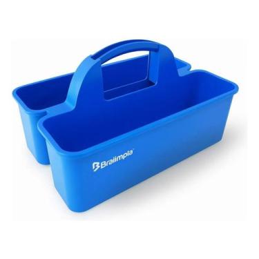 Imagem de Cesto Funcional Organizador De Produtos De Limpeza Azul - Bralimpia